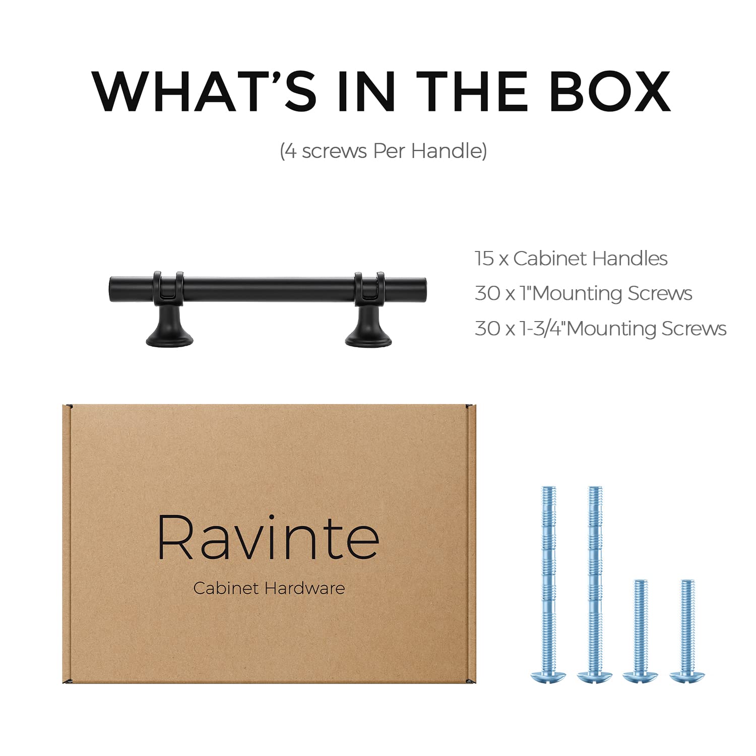 Ravinte 15 Pack 6 Inch Matte Black Cabinet Pulls - Round Base Kitchen Cupboard Handles & Drawer Pulls (6