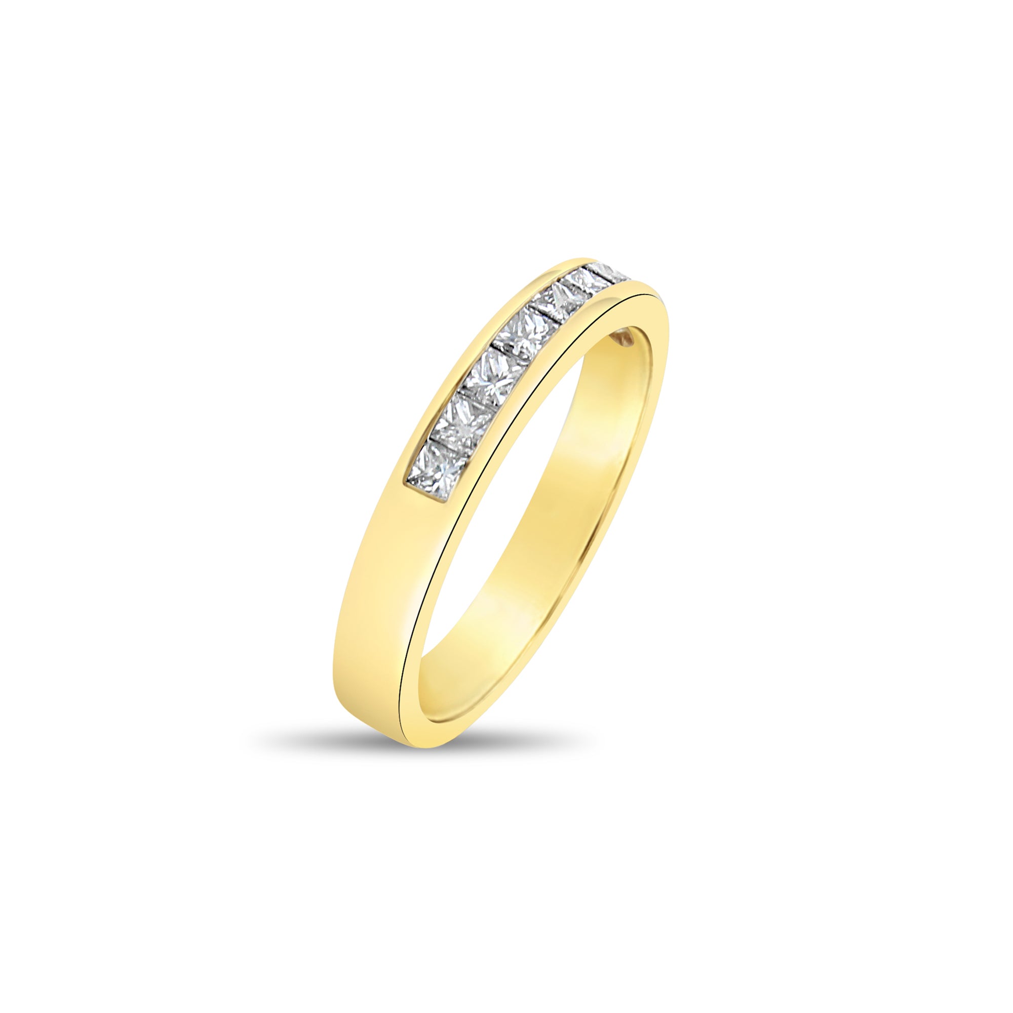 3MM Princess Cut Diamond Wedding Band Ring for Women - 14K Yellow Gold Engagement Ring, Anniversary Gift, Bridal Jewelry - Perfect for Weddings, Proposals & Special Occasions