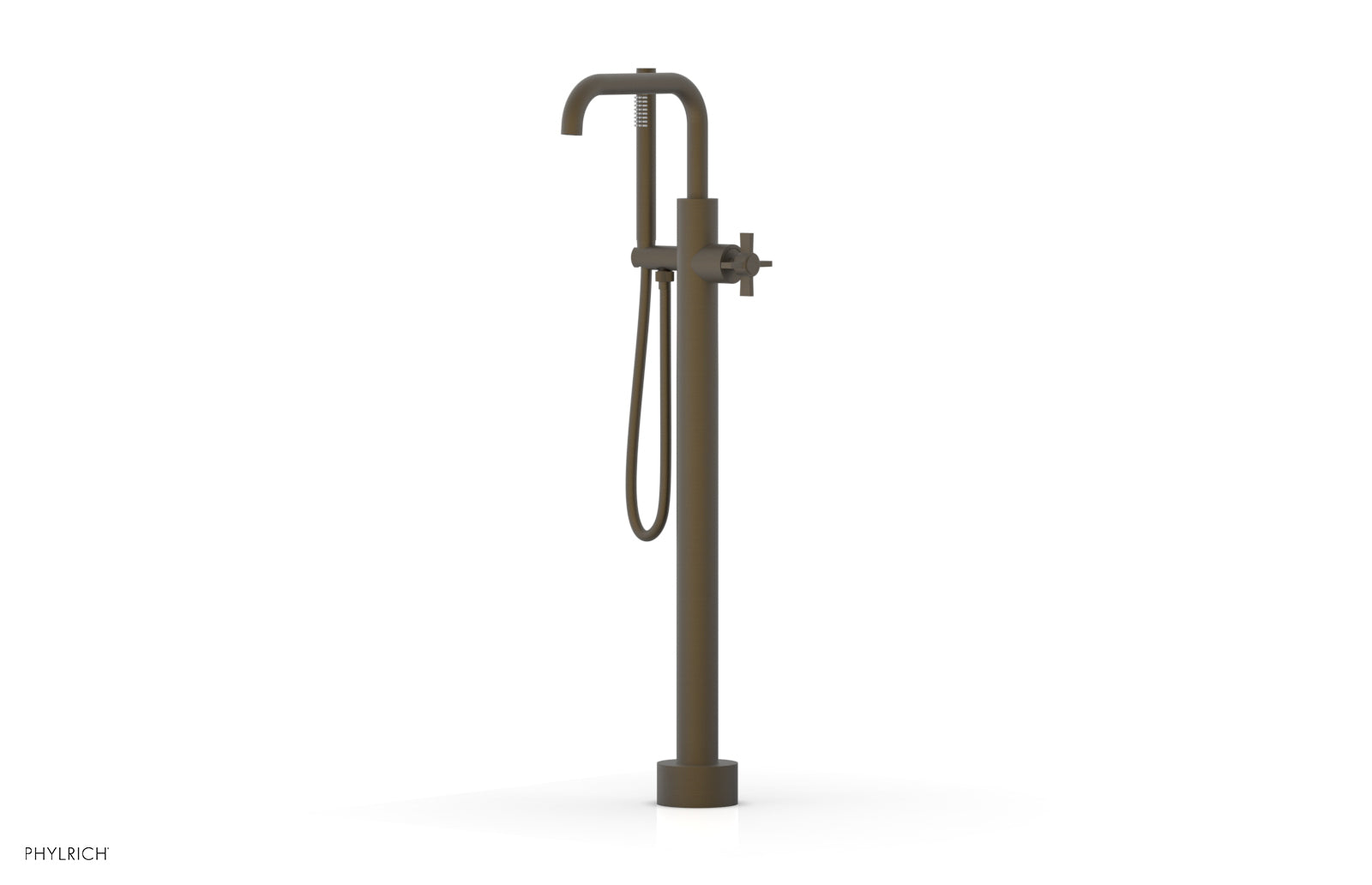 Premium Tall Floor Mount Tub Filler with Cross Handle & Hand Shower D132-45-01 - Perfect for Modern Bathroom Renovations and Spa-Like Showers