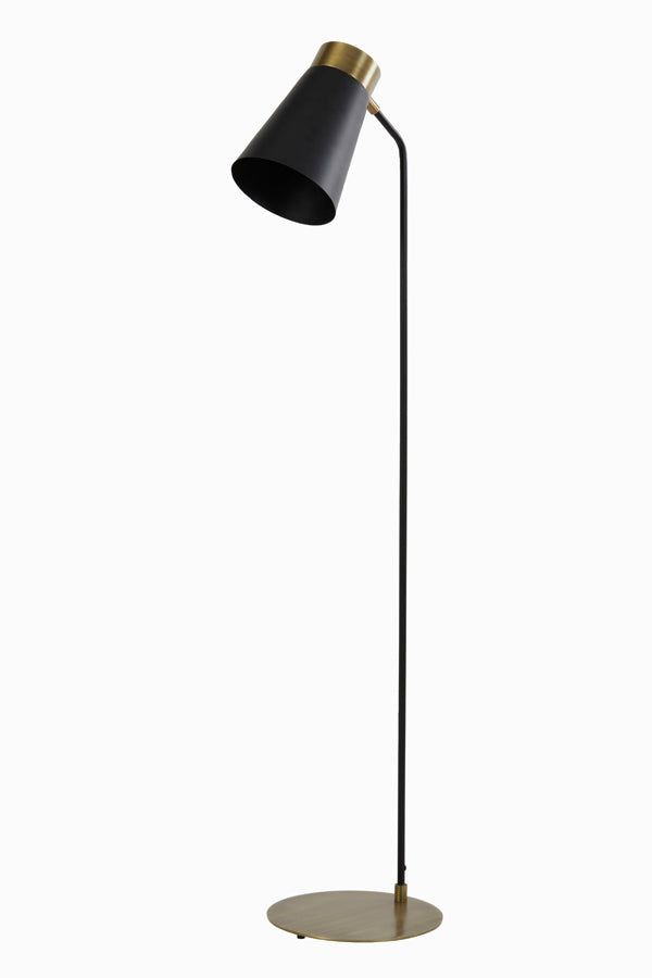 Braja Floor Lamp - Modern Matt Black & Antique Bronze Finish Standing Lamp for Living Room, Bedroom, or Office - Perfect for Reading, Ambient Lighting, and Home Decor