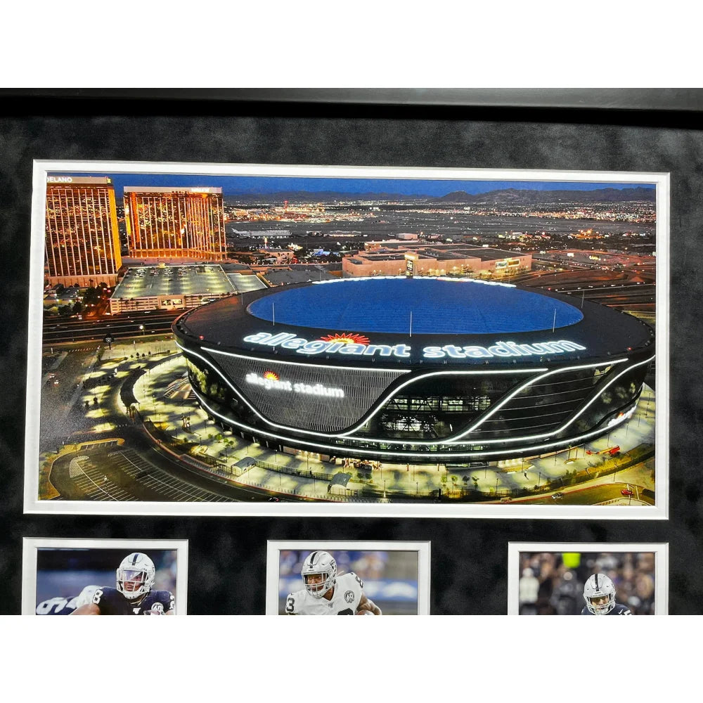 Authentic Las Vegas Raiders 1st Year Ticket Collage - Signed by Darren Waller, Josh Jacobs & Alec Ingold - Framed Memorabilia with BAS COA - Perfect for Raiders Fans, Man Cave Decor & Sports Collectibles Display