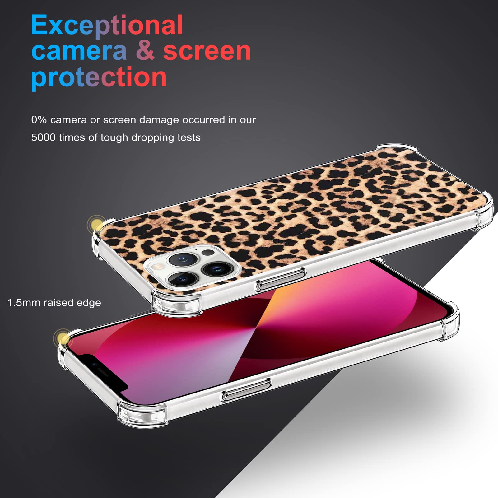 Shockproof iPhone 13 Pro Max Case with Leopard Cheetah Print - MagSafe Compatible Protective Cover for Women & Girls (Black/Brown) - Perfect for Everyday Use, Work & Travel