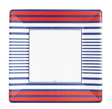 Eco-Friendly 10-Inch Breton Square Paper Dinner Plates - 100-Pack, Disposable & Compostable for Parties, Picnics, BBQs, and Events