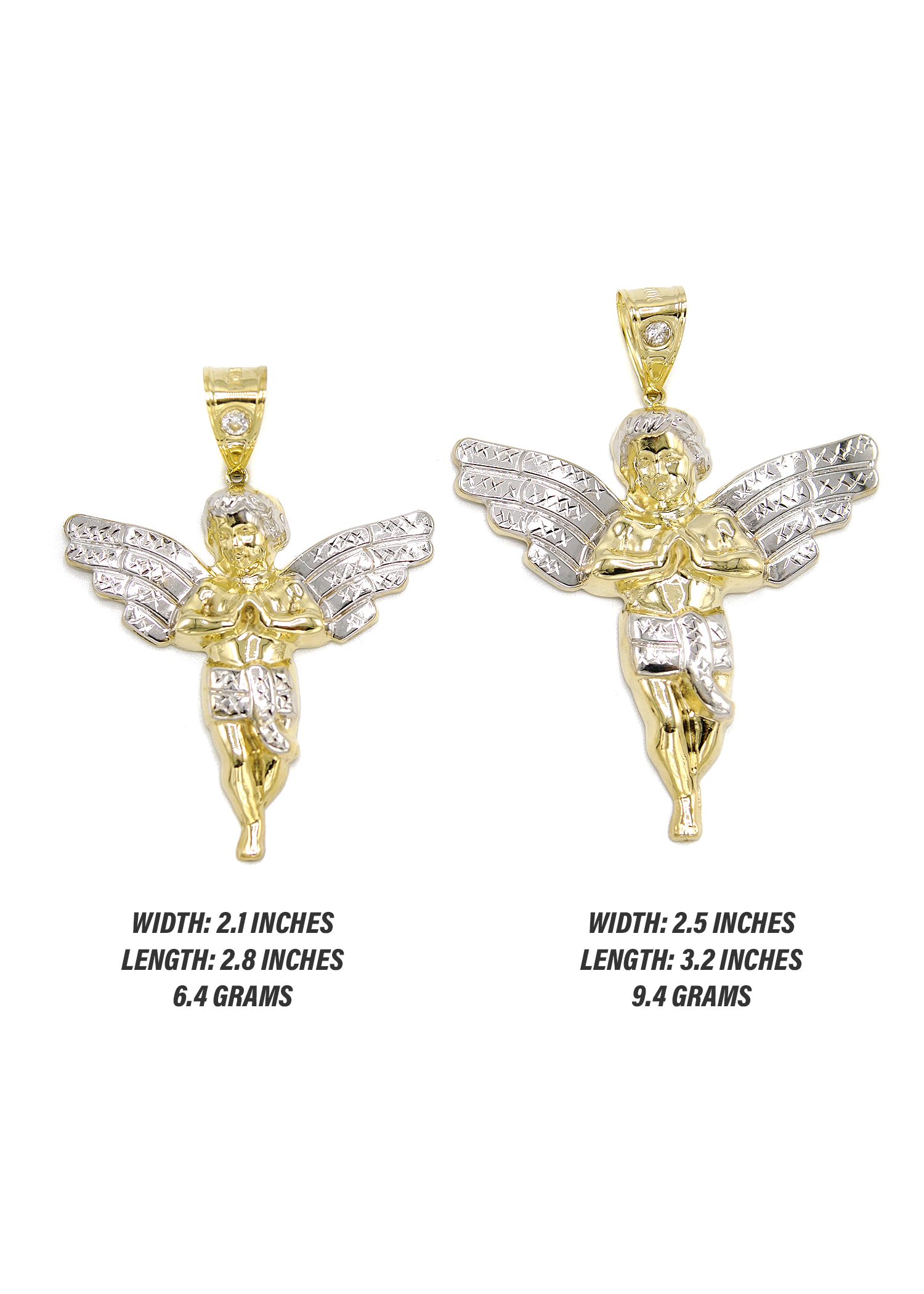 10K Gold Angel Pendant Necklace - Personalized Size & Engraving Option | Elegant Jewelry Gift for Women, Birthday, Anniversary & Special Occasions