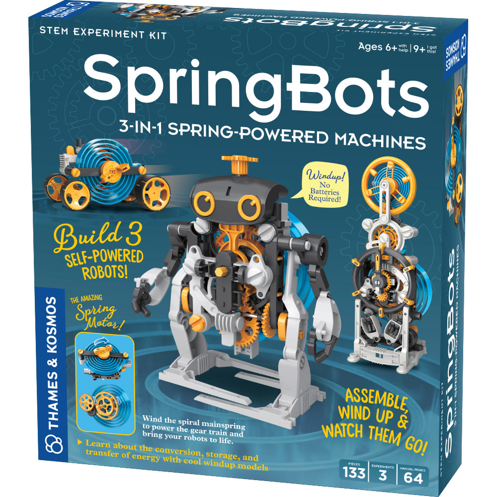 SpringBots: 3-in-1 STEM Building Kit - Spring Powered DIY Machines for Kids - Educational Science Toys for Home & Classroom Learning