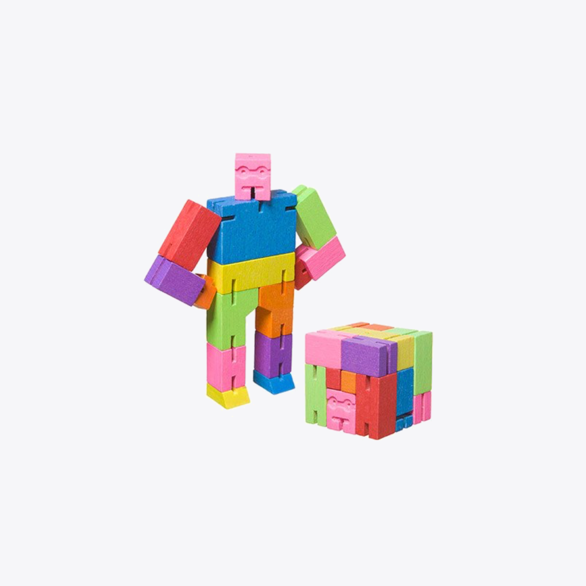 Colorful Cubebot - Fun & Interactive Wooden Puzzle Toy for Kids & Adults - Perfect for Stress Relief, Office Decor & Creative Play