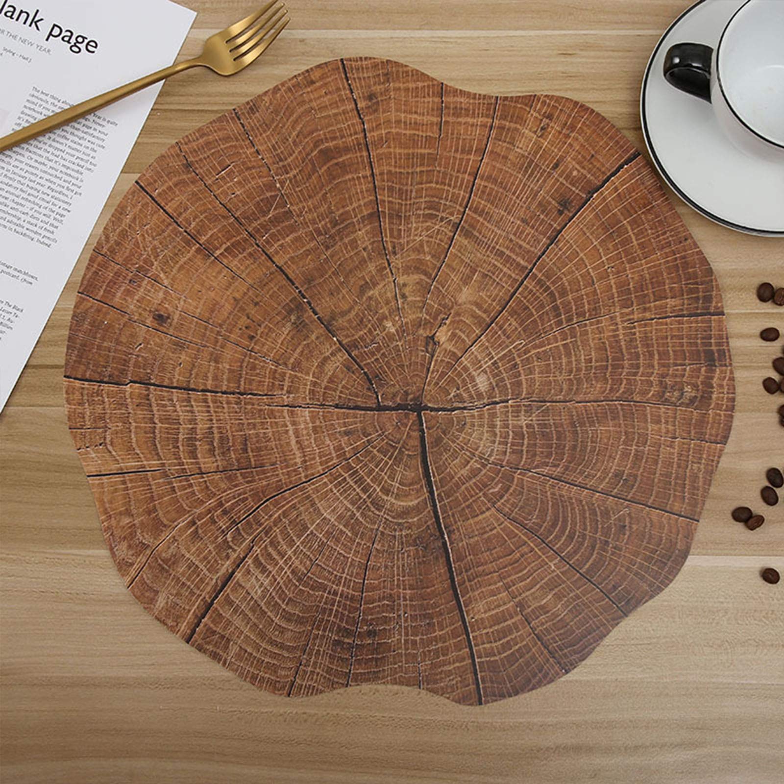 Rustic Wood Texture Heat Resistant Placemats Set of 4 - Waterproof Dining Table Mats for Kitchen & Coffee Table Decor - Perfect for Dinner Parties, Daily Meals, and Home Styling