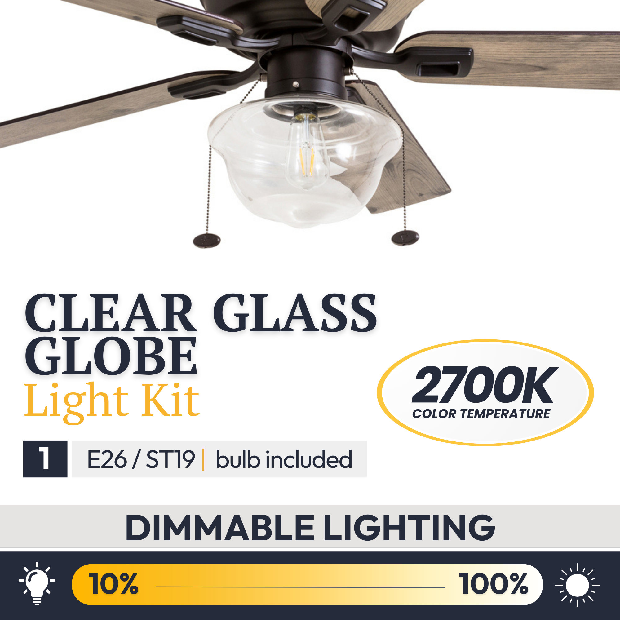 52 Inch Bronze Indoor/Outdoor Ceiling Fan with Pull Chain - Perfect for Living Rooms, Bedrooms, and Covered Patios