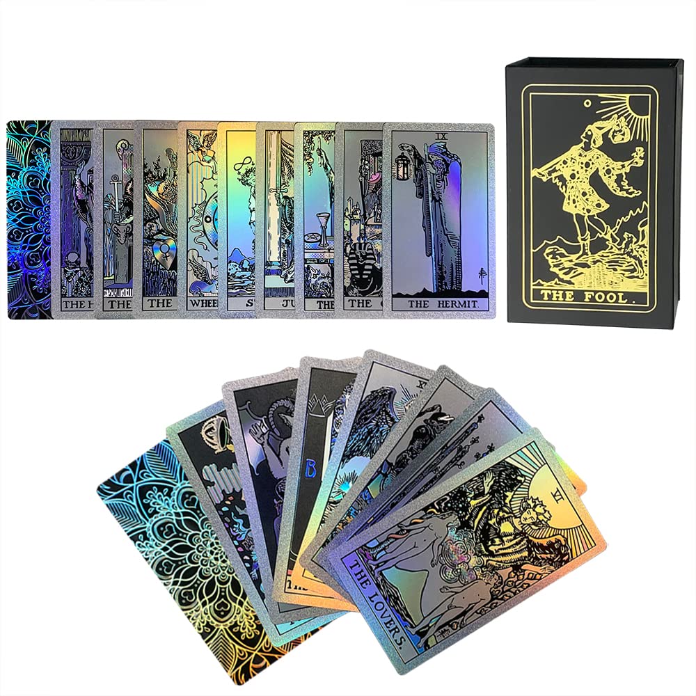78 Rainbow Tarot Cards Deck - PVC Waterproof & Wrinkle Resistant Luxury Holographic Tarot Cards with Guidebook for Fortune Telling & Divination | Perfect for Beginners, Psychic Readings, Meditation & Spiritual Growth