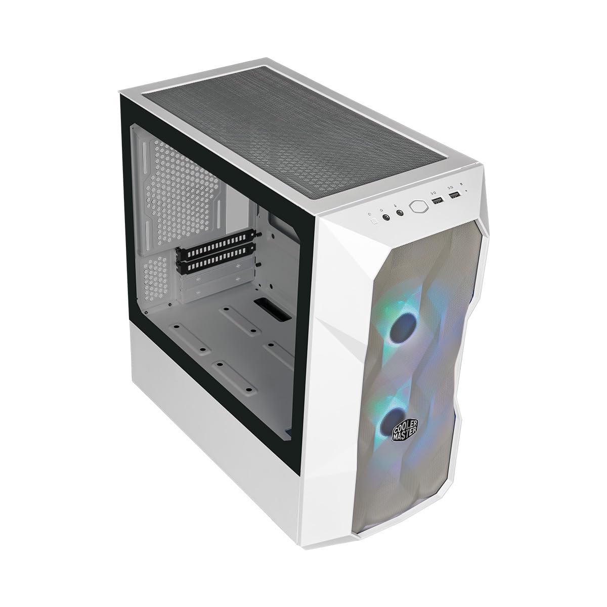 Cooler Master TD300 Mesh White Mini-Tower PC Case - High Airflow Design with 2x120mm ARGB Fans, Micro-ATX/Mini-ITX Support, Tempered Glass Panel - Perfect for Gaming & Streaming Setup