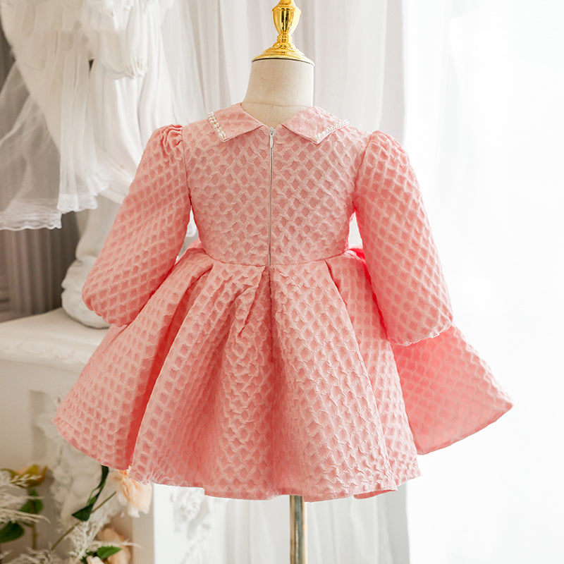 Elegant Pink Bow Baby Girl Dress for Toddler - Formal Prom Birthday Party Outfit | Perfect for Special Occasions, Photoshoots & Celebrations