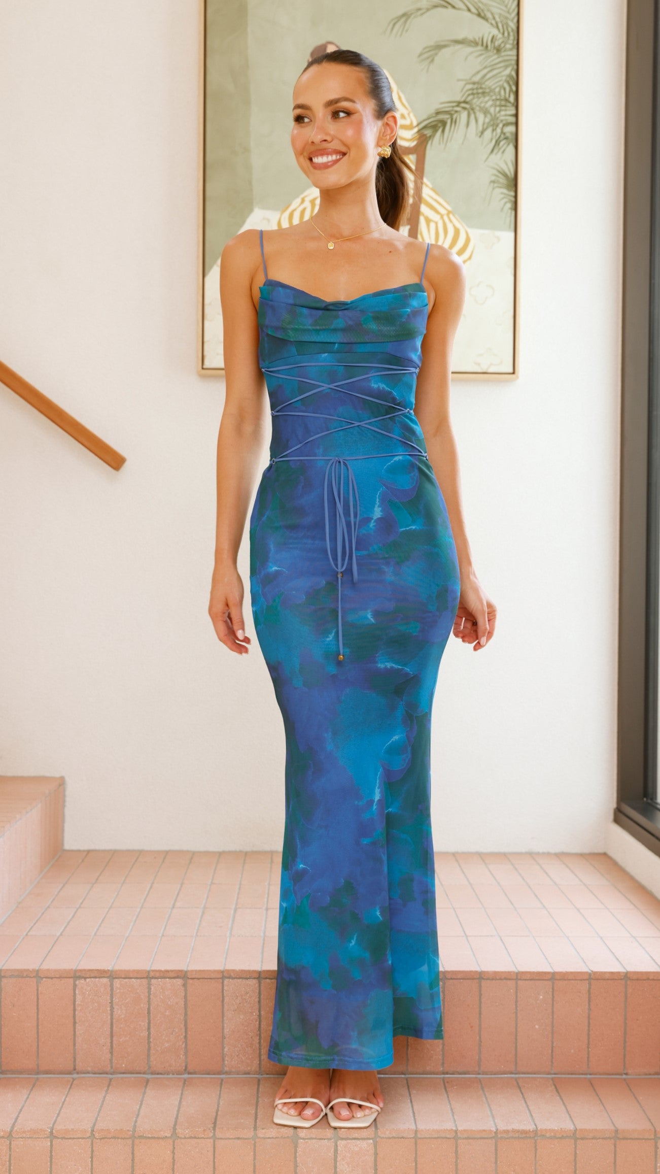 Hanne Maxi Dress - Floral Blue Print Summer Dress for Women | Perfect for Beach, Vacation & Casual Wear