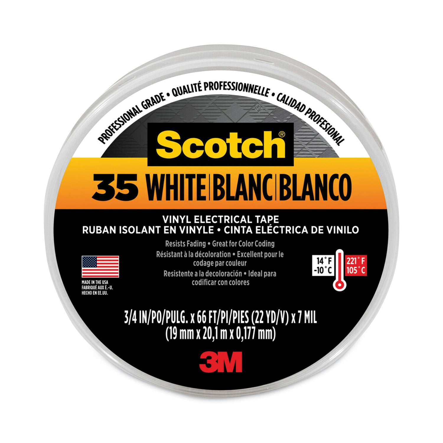 3M™ Scotch 35 Vinyl Electrical Color Coding Tape - 3 Core, 0.75