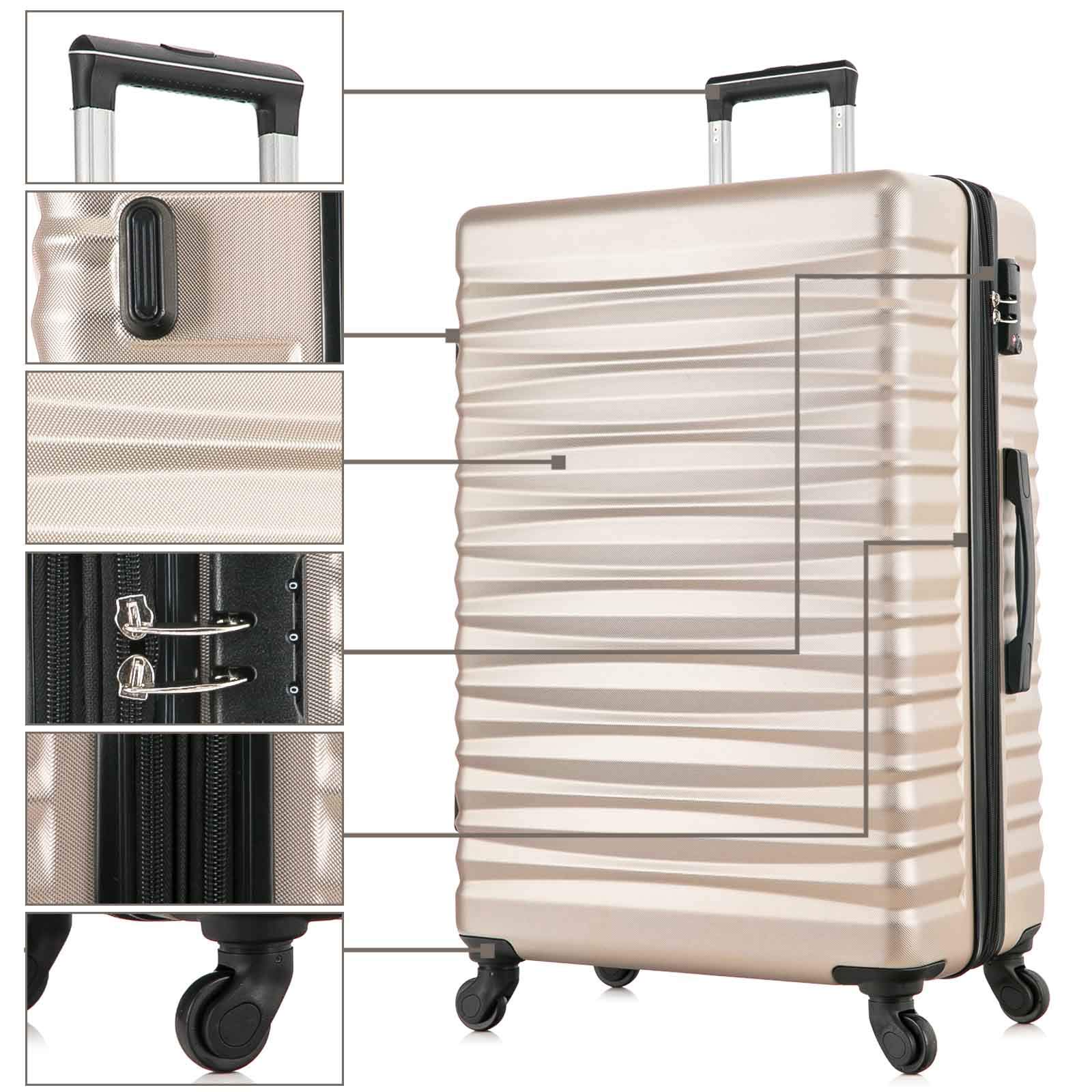 Apelila 4-Piece Expandable Hardshell ABS Luggage Set with TSA Lock & Spinner Wheels - Lightweight Travel Suitcases for Family Vacations, Business Trips & International Travel (4PC, Champagne Gold)