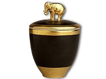 14K Gold Black Elephant Limoges Porcelain Candle Holder - Luxury Home Decor for Dining Table, Wedding Centerpiece & Gift Idea