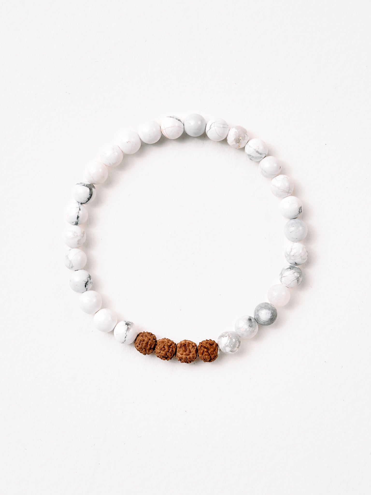 White Howlite Mala Bead Bracelet for Meditation, Yoga & Stress Relief - Buddhist Prayer Beads for Mindfulness & Spiritual Healing