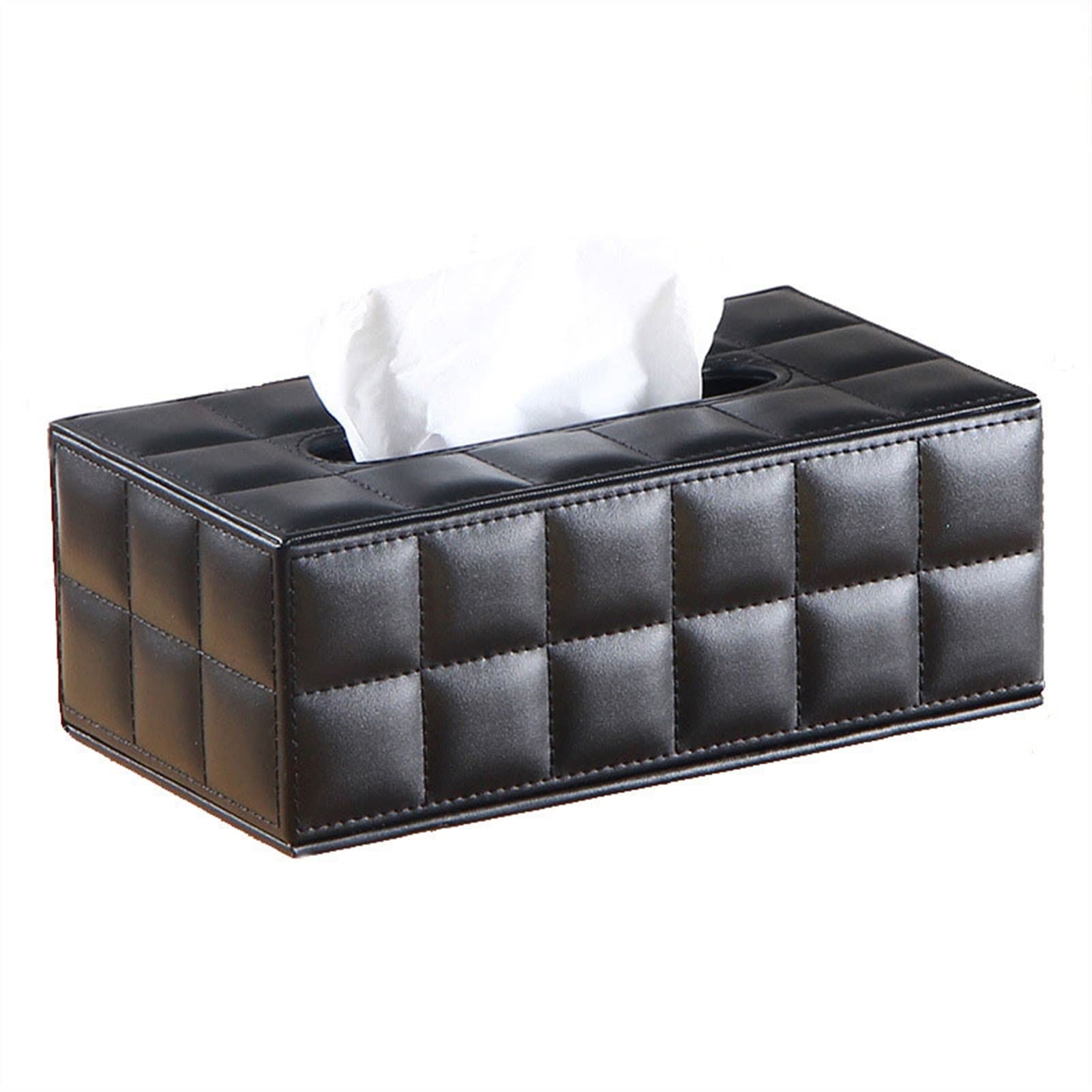 Premium Leather Tissue Box Holder - Rectangle Napkin Paper Cover for Car & Home Desktop Storage | Stylish & Durable Organizer for Living Room, Office, and Vehicle Use