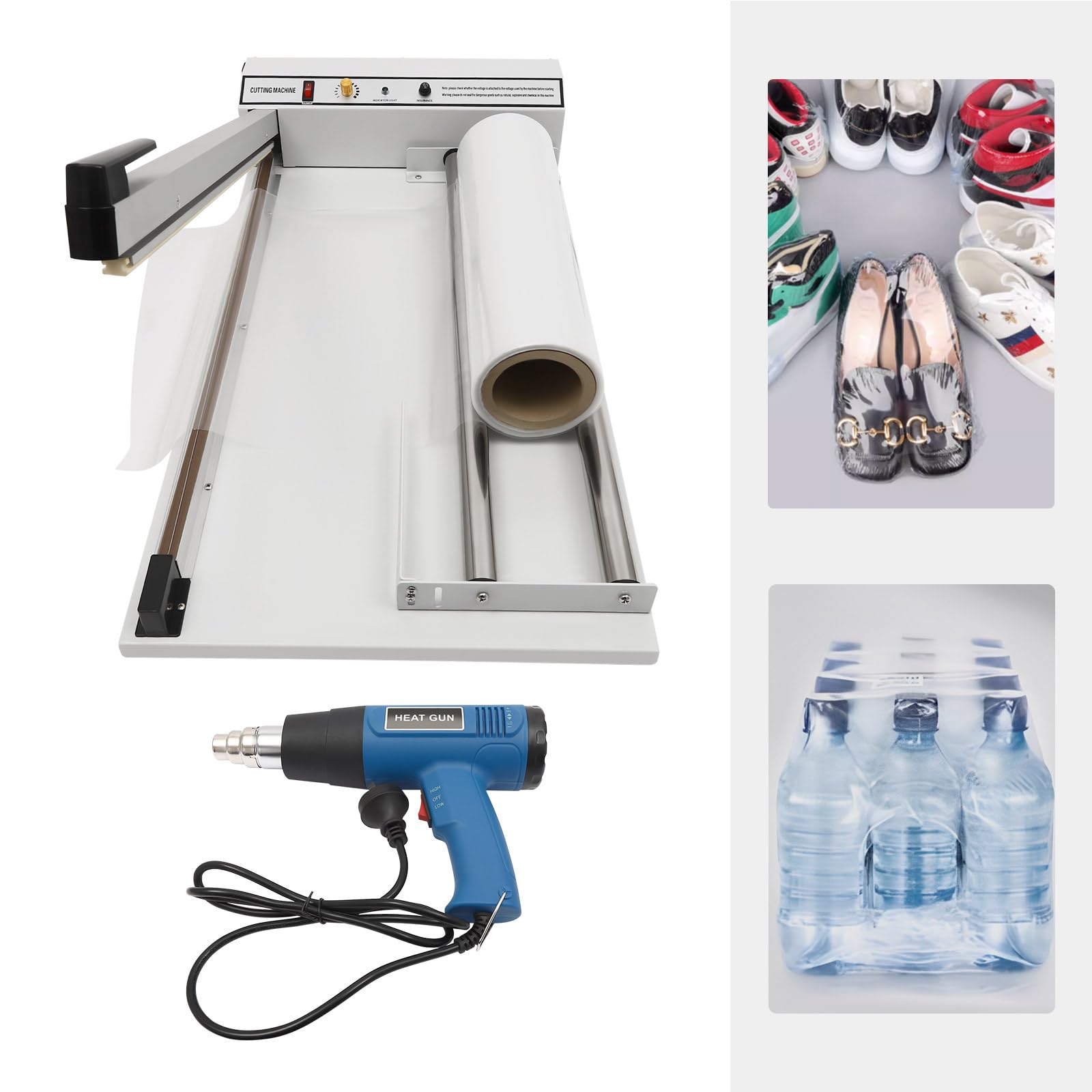 1500W Shrink Wrap Sealer Machine with 530W Heat Gun - Professional Heat Sealing Equipment for PP, PE, PVC & POF Films - Perfect for Packaging, Shipping & Product Protection