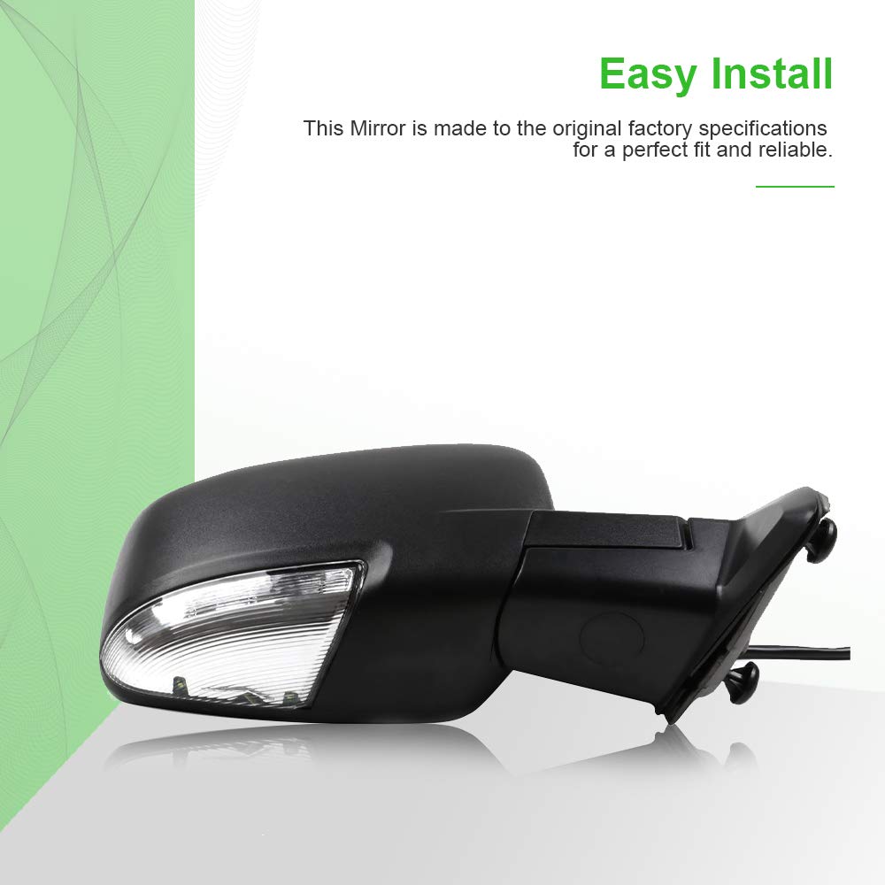 SCITOO Passenger Side View Mirror Replacement for Dodge Ram 1500/2500/3500 (2009-2015) - Right Side Mirror CH1321303 - Perfect for Off-Roading, Towing & Daily Driving
