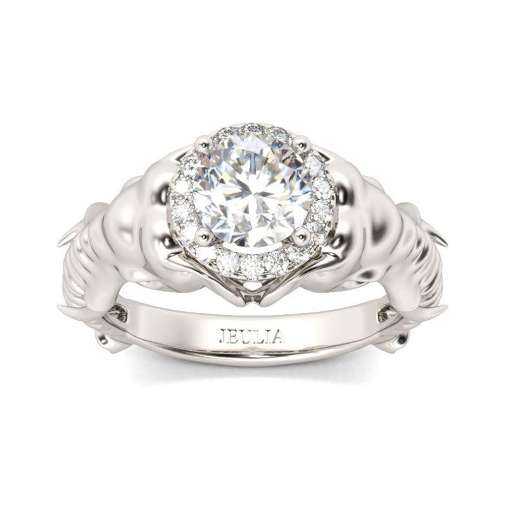Jeulia 2.5 Carat Elephant Ring Set for Women - 925 Sterling Silver Cubic Zirconia Wedding Band, Engagement & Anniversary Rings - Romantic CZ Solitaire Promise Rings for Brides, Perfect for Proposals, Weddings & Special Occasions