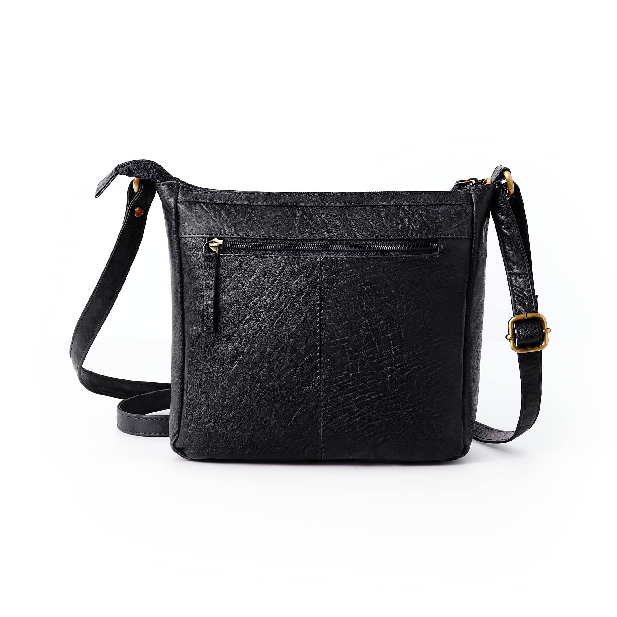 Woodland Leathers 100% Genuine Leather Women's Hobo Shoulder Bag - Vintage Retro Designer Slouch Purse with Multiple Pockets, Crossbody Handbag for Everyday Use, Work & Travel