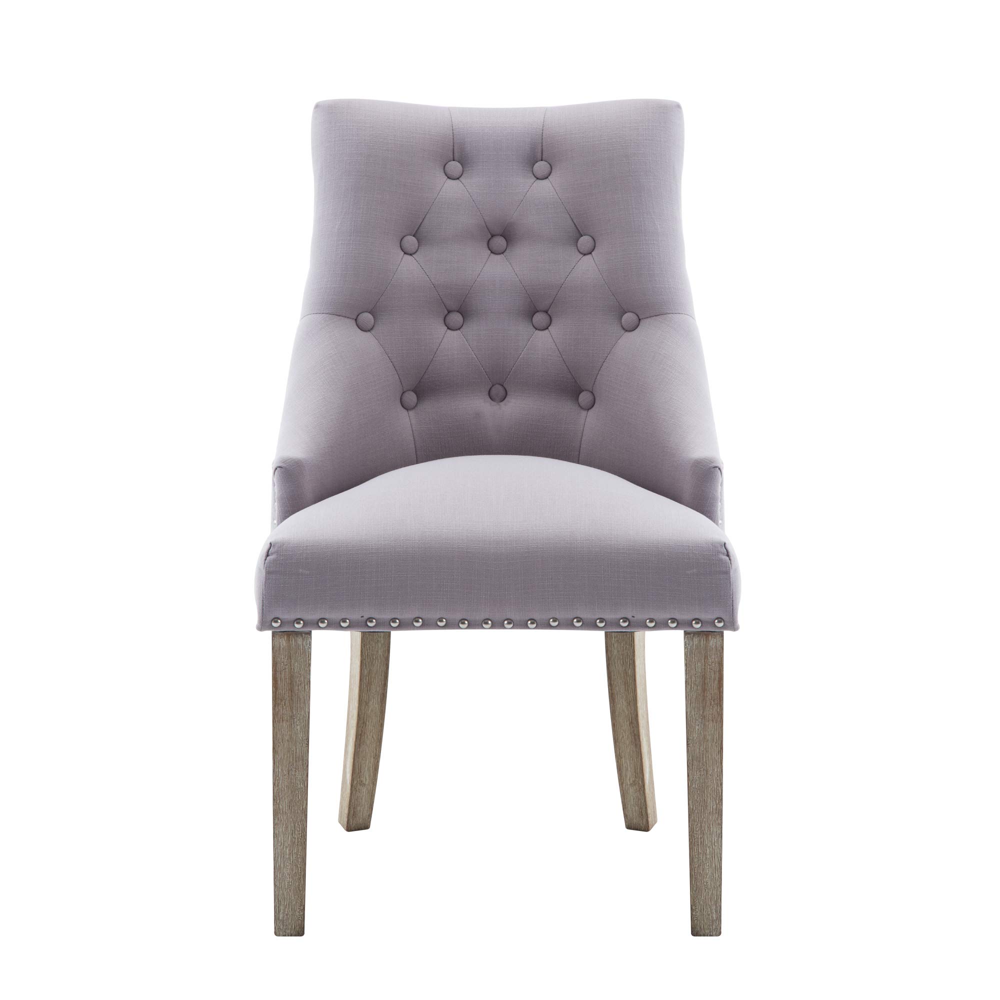 NOBPEINT Gray Fabric Dining Chairs - Set of 2 Upholstered Leisure Padded Ring Chairs with Nailhead Trim for Kitchen, Dining Room, or Breakfast Nook