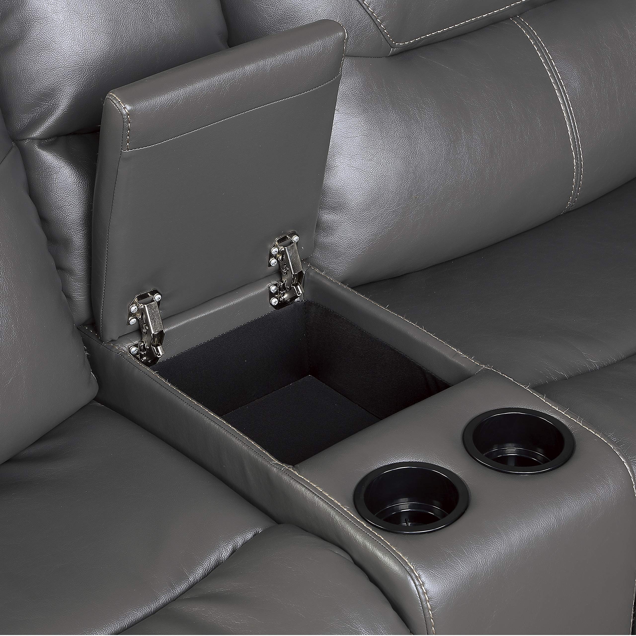 Lexicon Jenkins Power Wall-Hugger Reclining Sectional Sofa with Right Chaise in Gray - Perfect for Living Room, Home Theater & Small Spaces