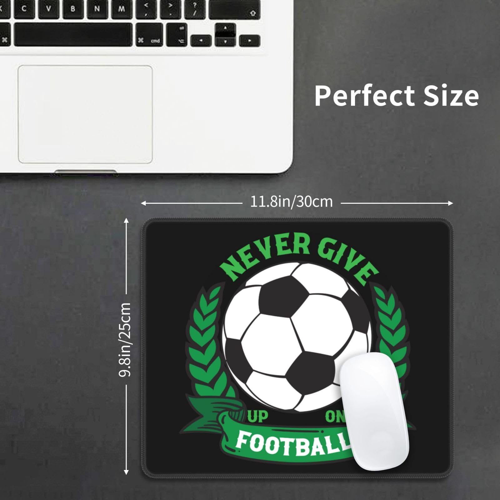 SIYTUAU Never Give Up On Football Mouse Pad - Waterproof Non-Slip Rubber Gaming Mousepad (10x12 inches) for Laptop, Office & PC - Perfect for Football Fans & Gamers