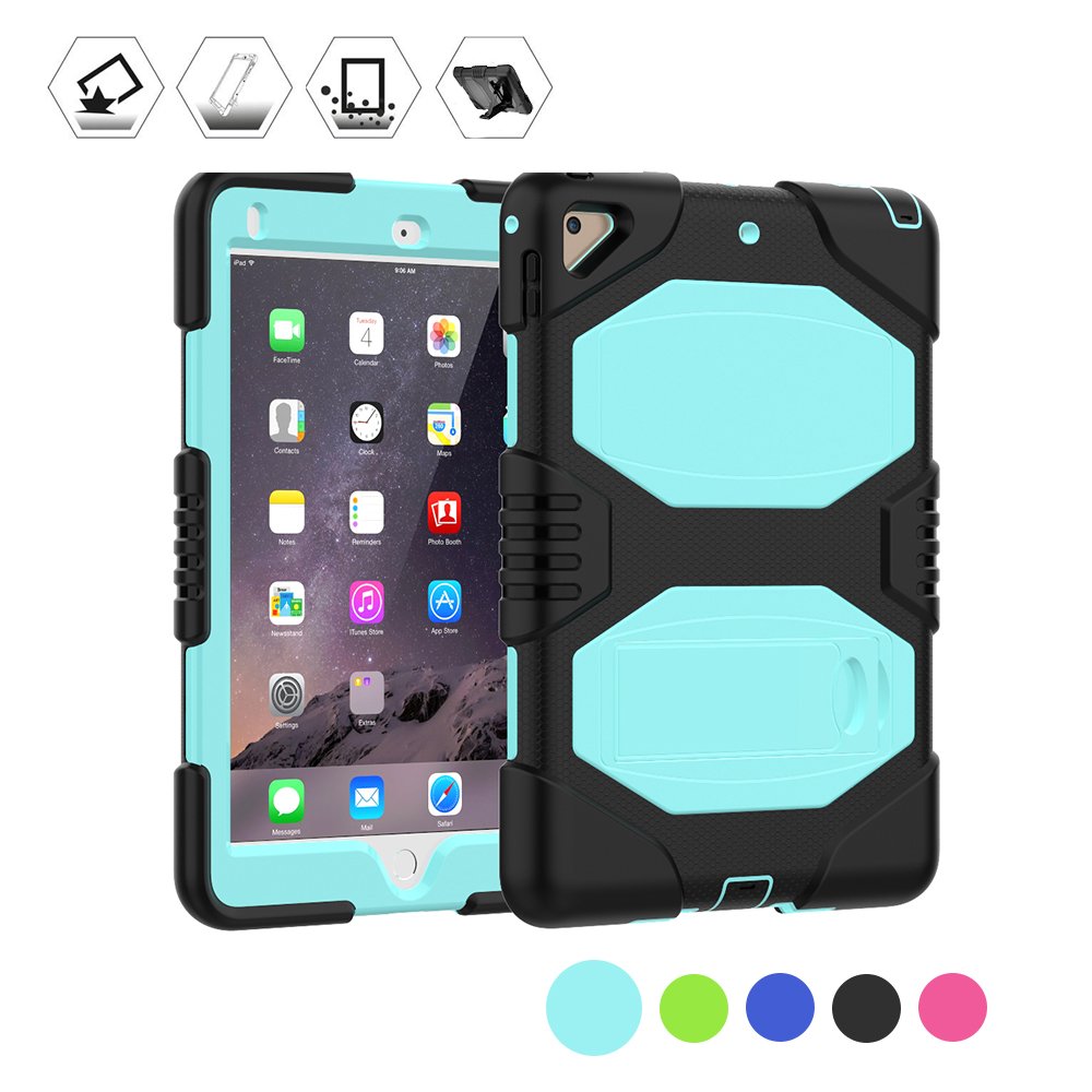 CLARKCAS Shockproof Rugged Case for iPad Air 2 & iPad 6th/5th Gen 9.7 Inch - Heavy Duty Silicone Cover with Pencil Holder & Stand - Perfect for Kids, School, Travel & Outdoor Use (2017/2018 Models)