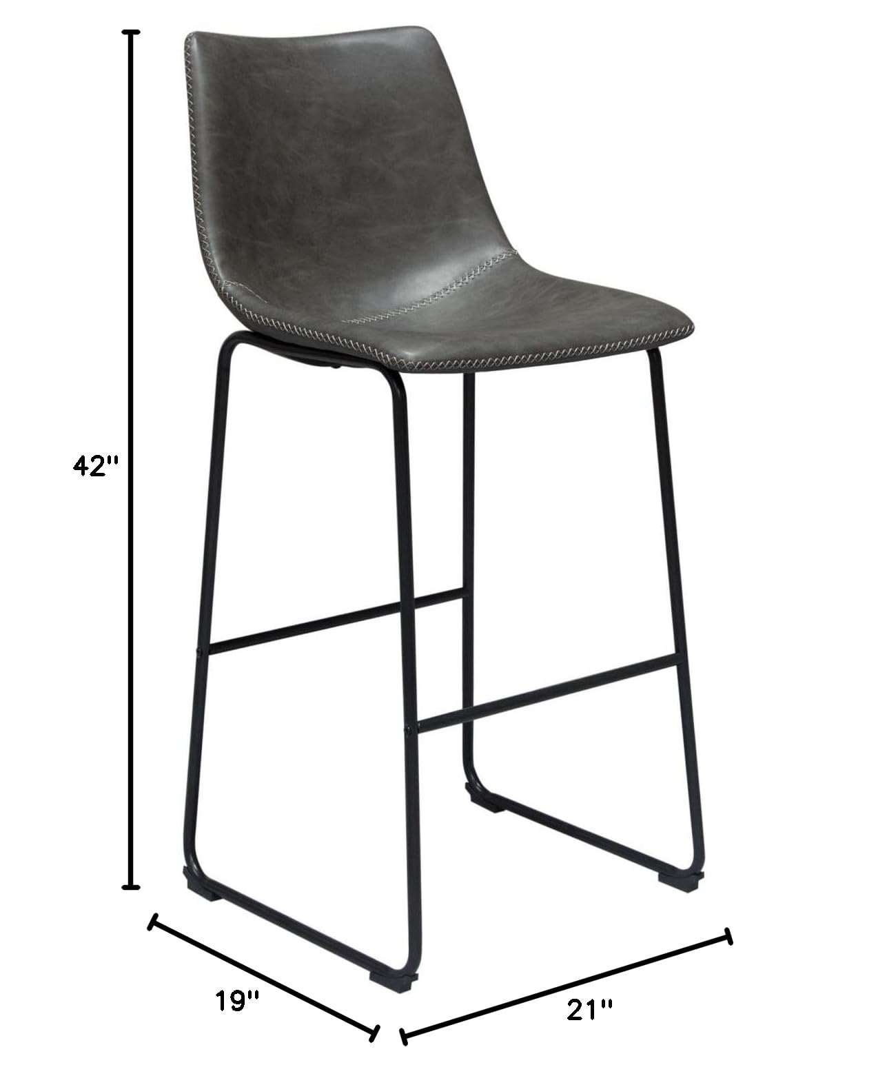 Premium Weathered Gray Diamond Bar Stools Set of 2 - Rustic Industrial Counter Height Stools for Kitchen Island, Bar & Dining Room - Heavy Duty Metal Frame & Comfortable Upholstered Seat