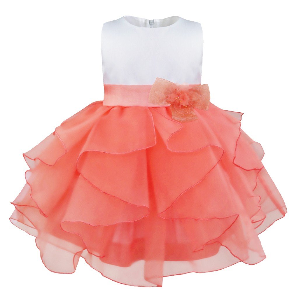 FEESHOW Baby Girls Ruffle Flower Christening Dress - White Baptism Gown for Infant, Toddler & Newborn - Perfect for Christening, Wedding, Birthday Party & Special Occasions