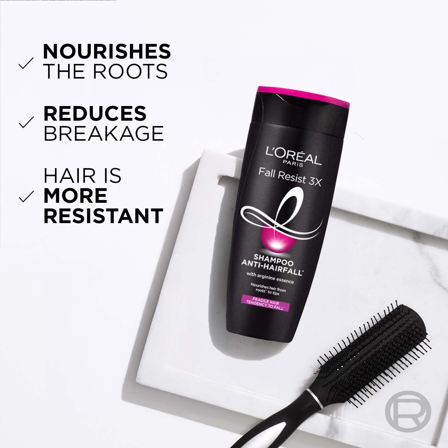 L'Oreal Paris Anti-Hair Fall Shampoo with Arginine & Salicylic Acid - Strengthens & Nourishes Hair for Growth, Reduces Thinning & Hair Loss, Fall Resist 3X Technology - 180ml | For Daily Hair Care & Scalp Health