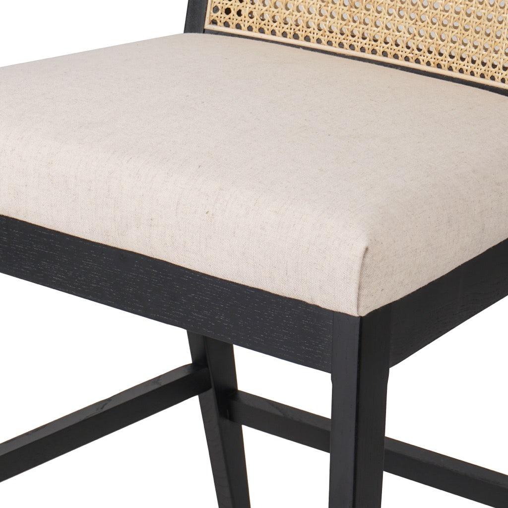 Antonia Cane Armless Stool - Brushed Ebony Finish - Modern Bar Stool for Kitchen Island, Breakfast Nook & Home Decor