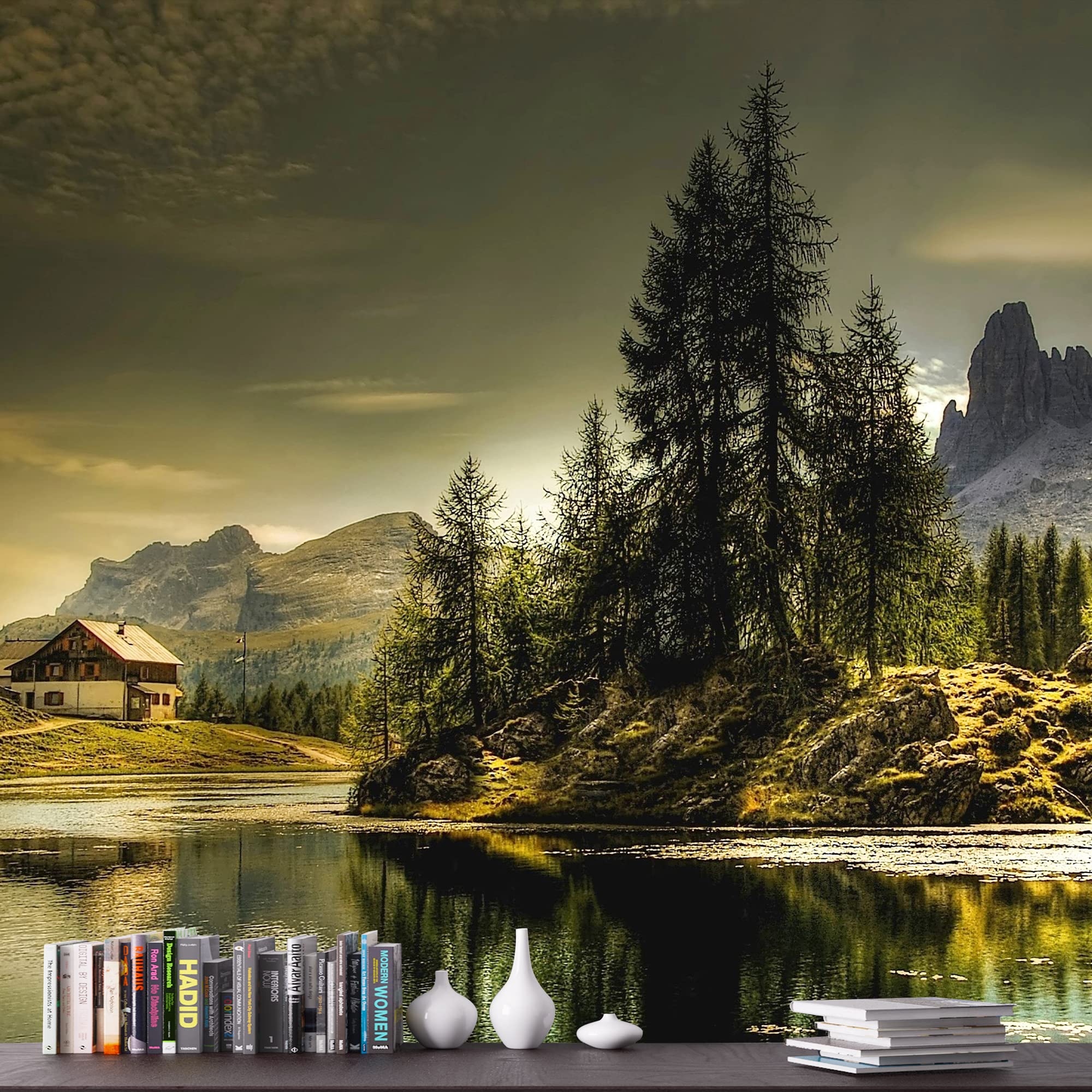 IDEA4WALL Beautiful Norway Nature Landscape Wall Mural - Large Removable Peel and Stick Wallpaper (100x144 inches) for Bedroom Decor, Living Room, Office & Nursery
