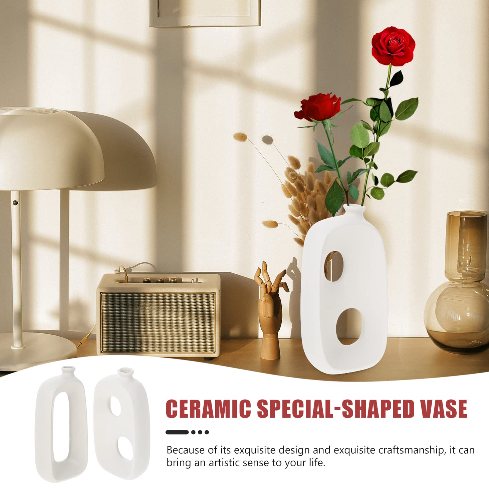 2pcs Abstract Ceramic Vase Set - Small Modern Art Vase for Home Decor, Desktop, Flower Arrangement, and Dry Flowers | Perfect for Living Room, Bedroom, and Office Decoration