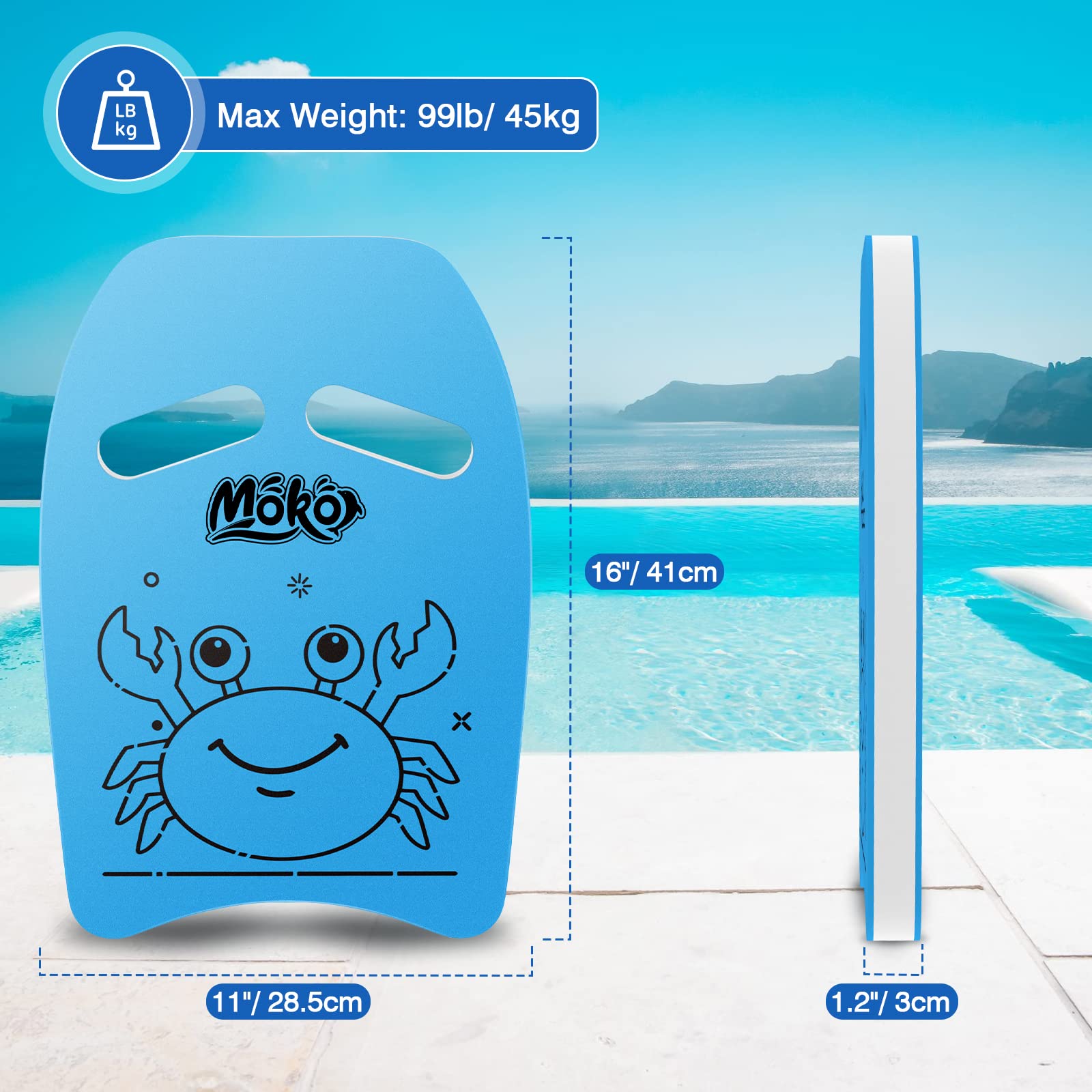 MoKo Swim Kickboard for Kids - Cartoon Swimming Training Kick Board, Pool Exercise Equipment to Improve Natural Swimming Position - Perfect for Swim Lessons, Water Fun & Pool Training