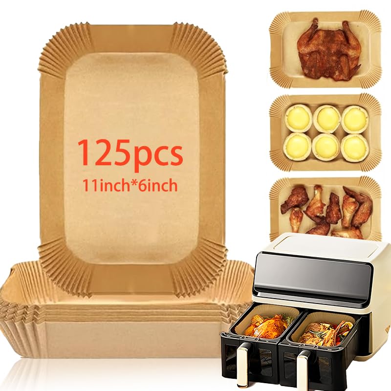 125 PCS Disposable Air Fryer Liners - 11x6 Inch Unbleached Parchment Paper for Ninja Smart XL Air Fryer, Non-Stick & Safe Baking Accessories - Perfect for Air Frying, Roasting, and Reheating Food