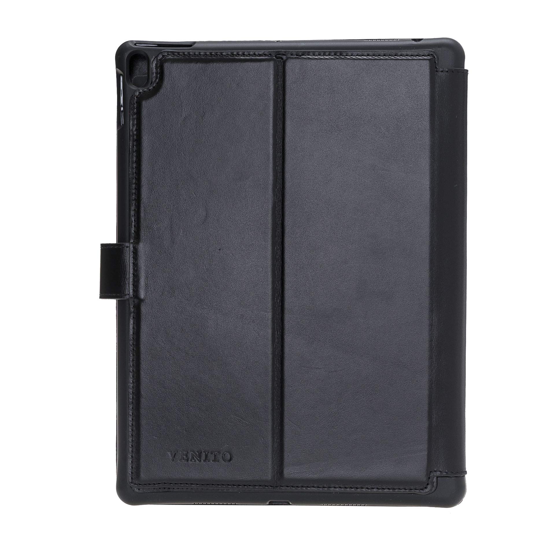 Venito Parma Genuine Leather iPad Case - Compatible with iPad Air 10.5 (3rd Gen 2019) & iPad Pro 10.5 (2nd Gen 2017) - Handmade Folio Stand Cover with Card Slots - Rustic Black - Perfect for Work, Travel & Daily Use