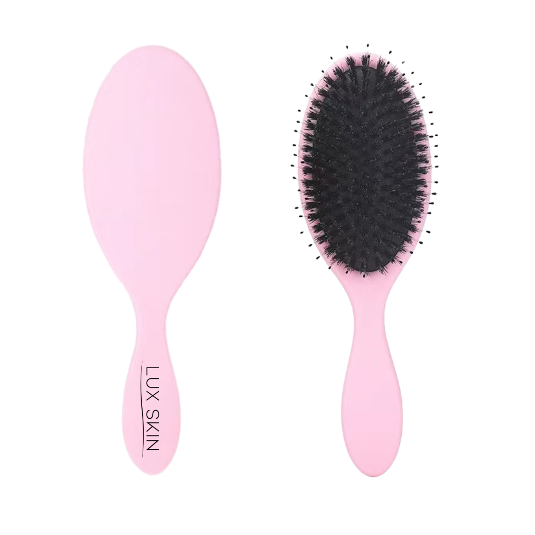 LUX SKIN® Boar Bristle Hair Brush for Women & Men - Natural Wooden Hairbrush for Shine, Volume & Scalp Massage - Perfect for Daily Hair Care & Styling at Home or Travel