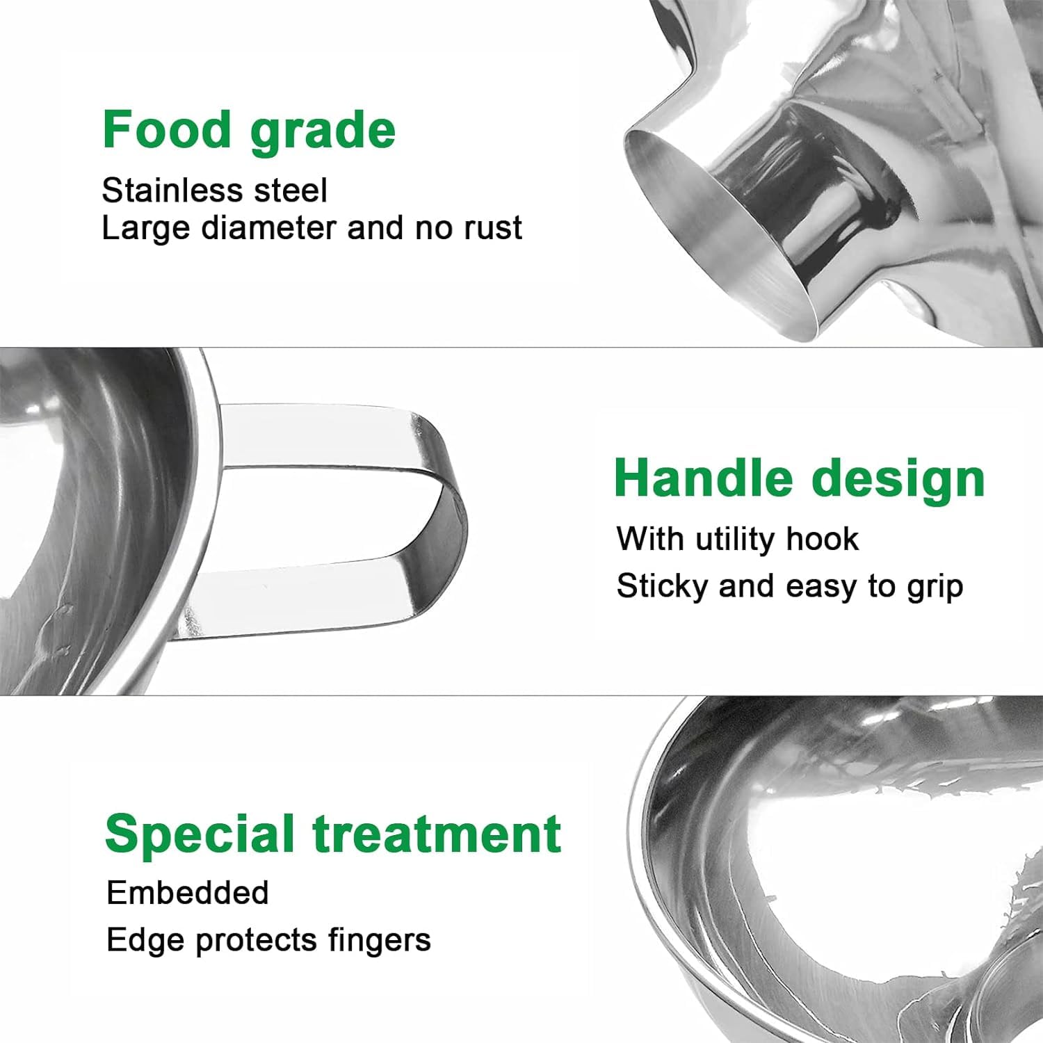 Premium Stainless Steel Wide Mouth Funnel - Rust Resistant Kitchen Canning Funnel with Handle for Liquids, Solids, Jars - Ideal for Home Brewing, Cooking, Preserving & DIY Projects (Small Size)