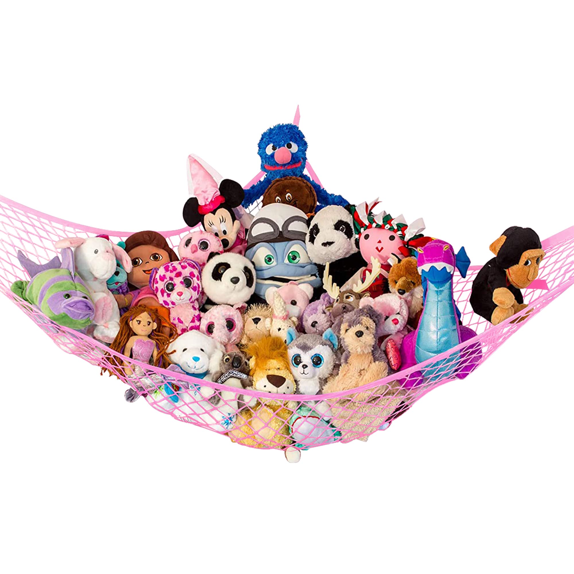 Lilly's Love Stuffed Animal Hammock - Corner Hanging Organizer for Plush Toy Storage | Easy to Install Plushie Net with Included Anchors & Hooks | Pink Room Decor for Kids Bedroom & Nursery Organization | Perfect for Stuffed Animal Display and Space Saving