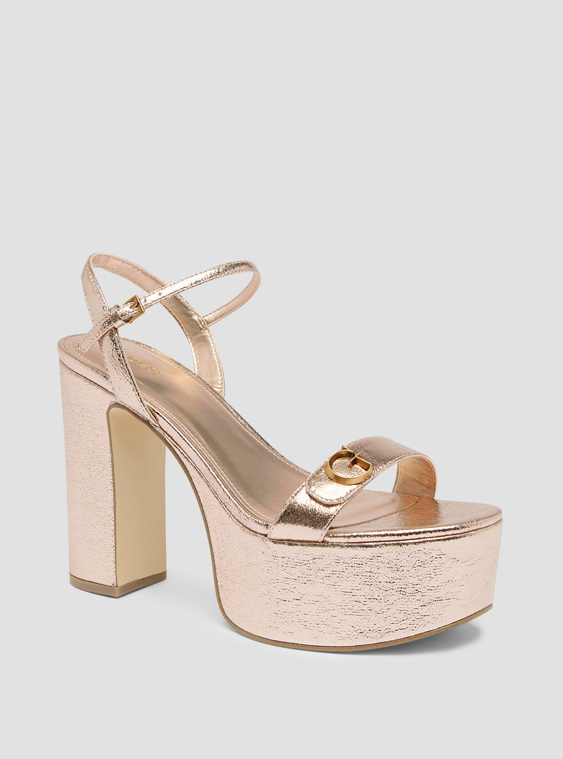 Gold Sherrill Platform Sandal Heels - Women's High Heel Sandals for Summer, Wedge Sandals for Party, Beach & Evening Wear