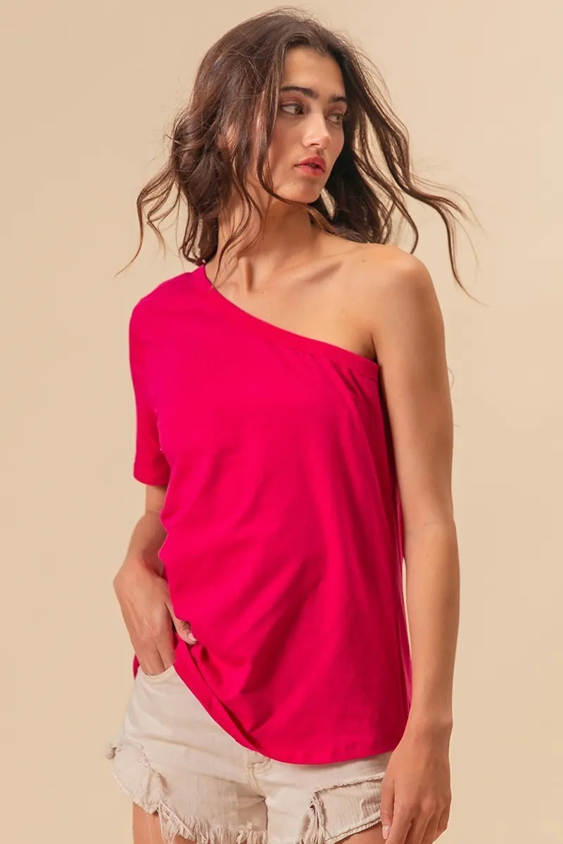 Stylish BiBi Cotton Spandex Knit One Shoulder Tops for Women | Trendy Summer Casual & Party Wear | Perfect for Beach Outings, Date Nights, and Club Events