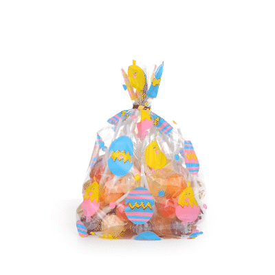 Easter Chick Plastic Candy Bags - Gusseted 5x3x11 Inches - 100 Count Box - Perfect for Easter Treats, Party Favors & Holiday Gift Packaging