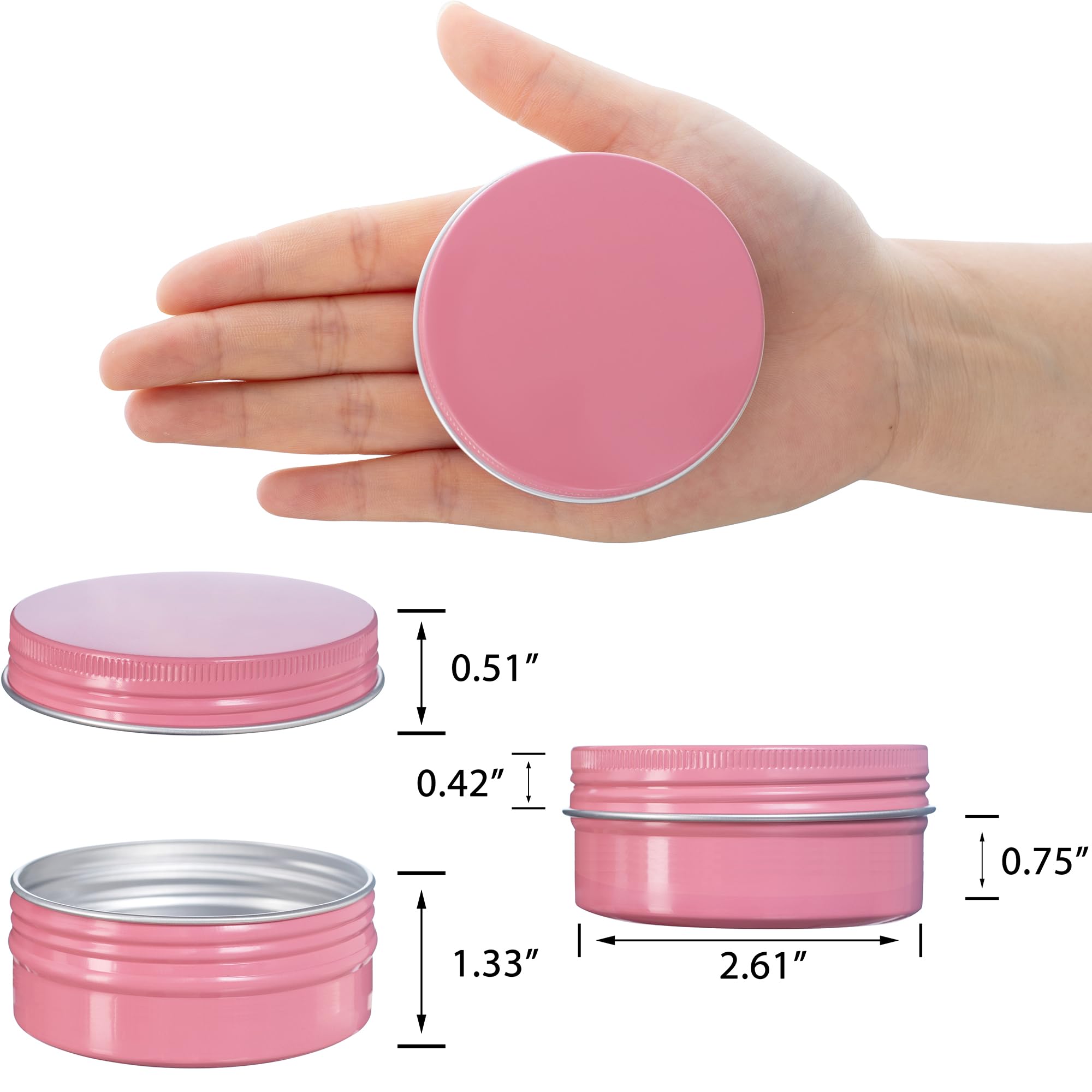 24 Pack 3oz Screw Top Aluminum Tin Jars with Lids & Blank Labels - 90ml Refillable Metal Containers for Lip Balm, Candle Making, DIY Salves, Spice Storage & Craft Supplies (Pink) | Perfect for Homemade Cosmetics, Travel Essentials & Small Item Organization