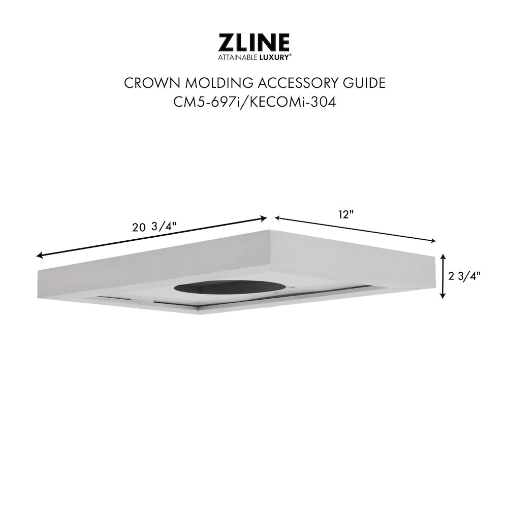 ZLINE CM5 697i/KECOMi 304 Stainless Steel Crown Molding Profile 5 for Island Mount Range Hood - Perfect for Modern Kitchen Ventilation & Luxury Home Upgrade