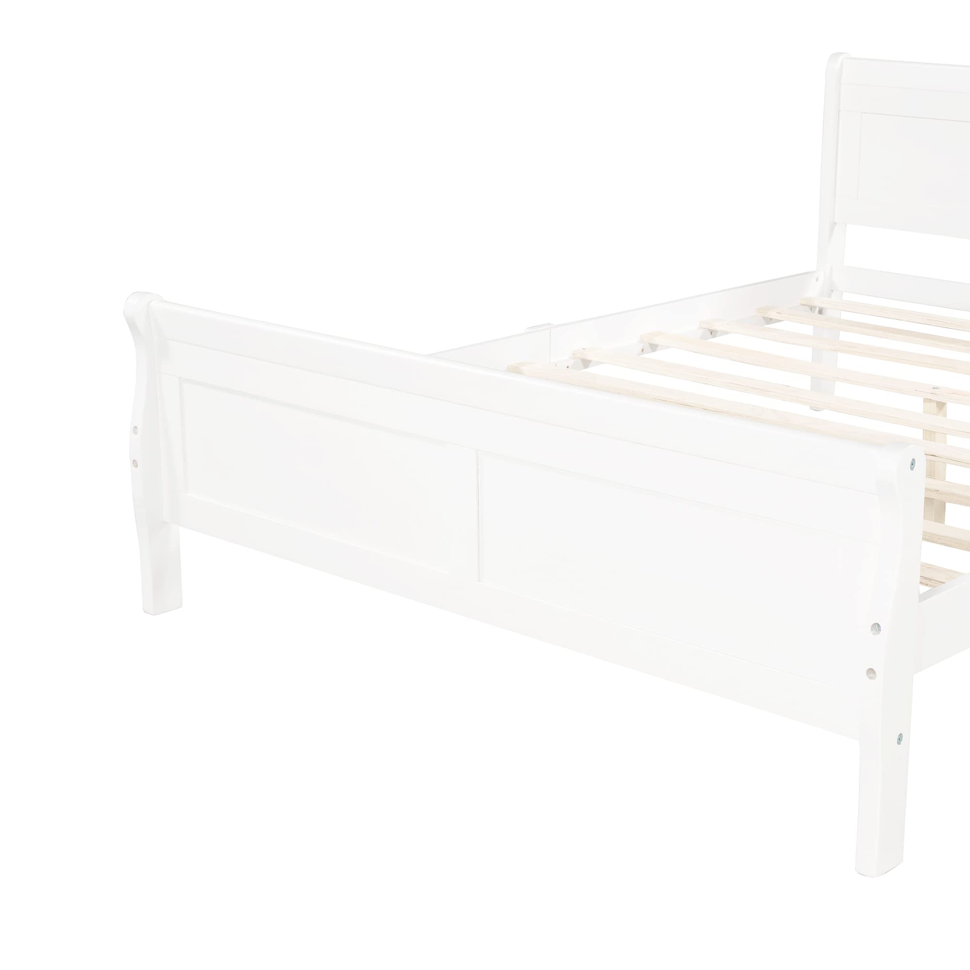 Merax Full Size Platform Bed Frame with Headboard - Sturdy Wood Slat Support, Modern White Finish - Perfect for Bedrooms, Guest Rooms & Small Spaces