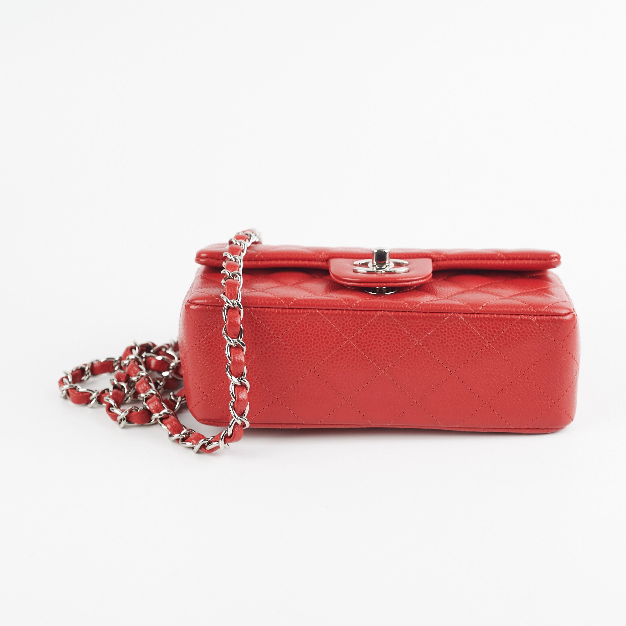 Chanel Mini Rectangular Flap Bag in Red Caviar Leather - Luxury Crossbody Purse for Women, Perfect for Parties & Date Nights