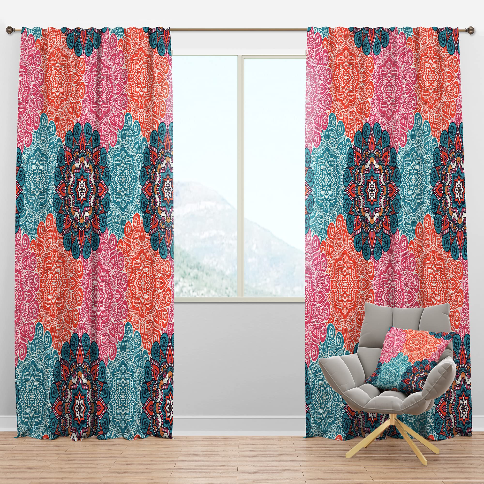 DesignQ Blackout Curtains - Vintage Arabic Pattern Thermal Insulated Room Darkening Drapes for Bedroom & Living Room (52x120 Inches, Single Panel) - Perfect for Home Decor, Privacy & Light Control