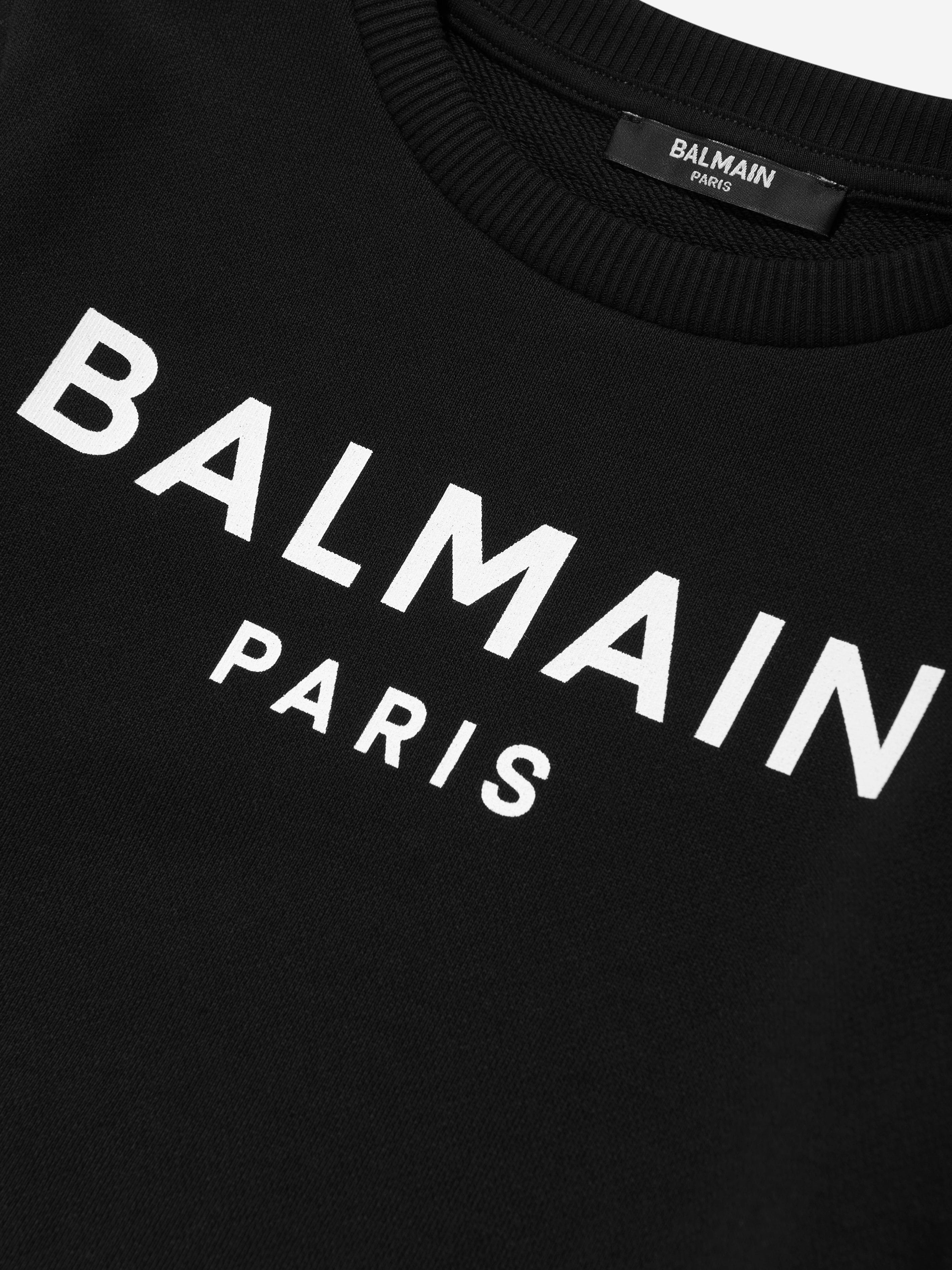 Balmain Kids Logo Sweatshirt - Black Cotton Pullover Hoodie for Boys & Girls | Casual Wear, School Outfits & Family Photos